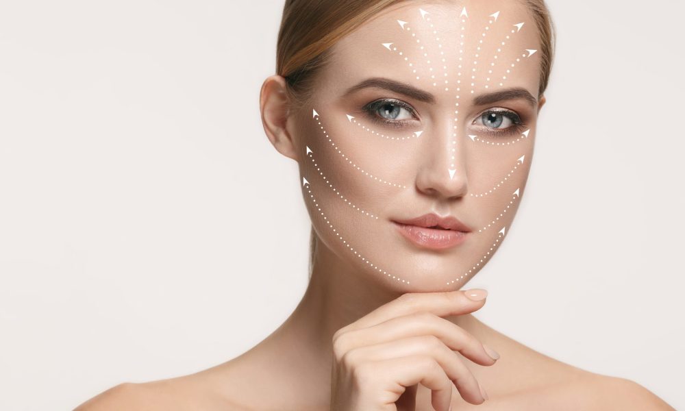 Portrait Of Beautiful Woman's Perfect Skin With Arrows On Face | Skyler Soares Skin Clinic in Scottsdale, AZ